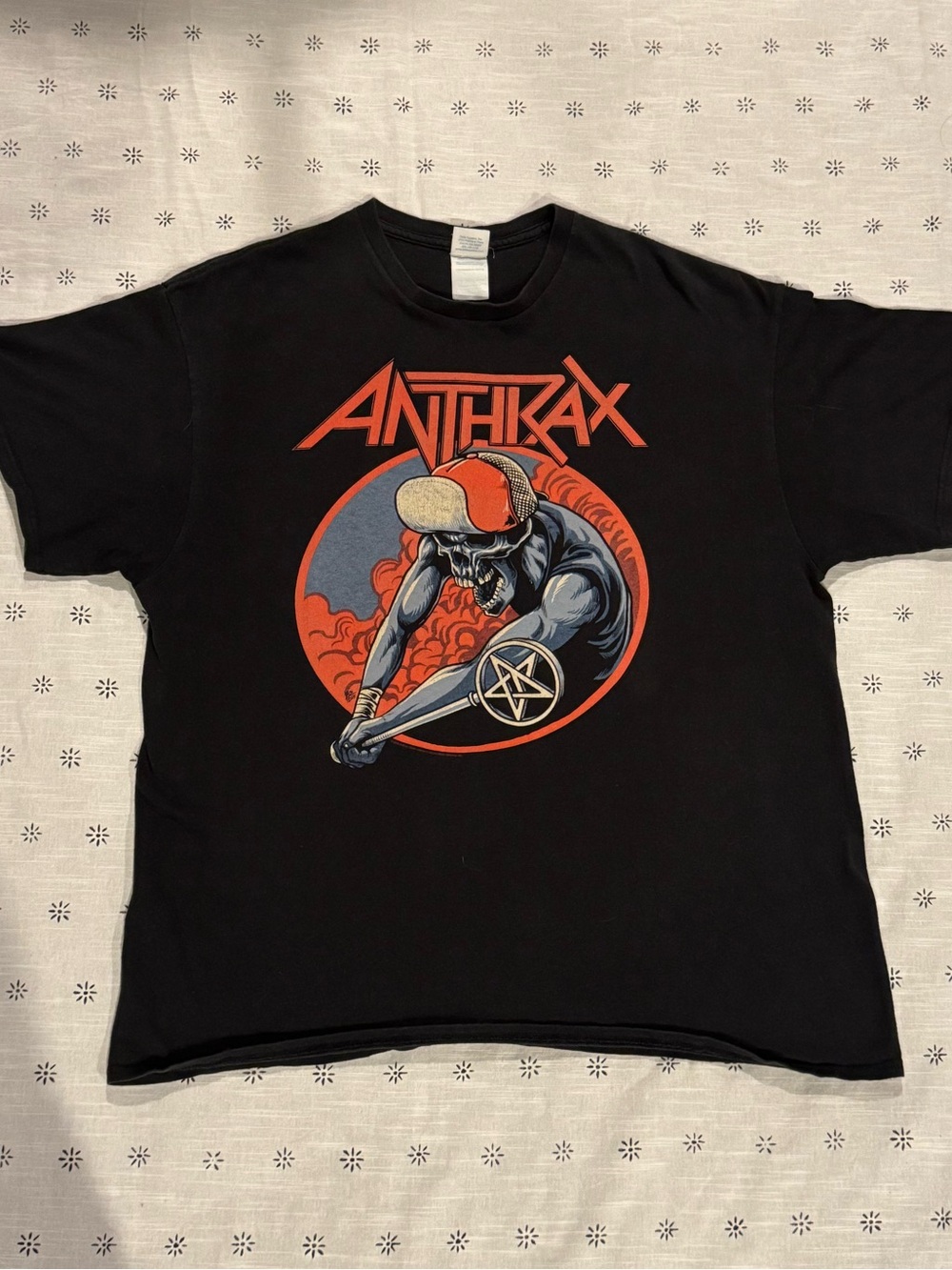 Delta Black Anthrax Graphic Tee with Red and Orange Accents